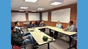 Hammad Nadeem, Abdur Rahman and Senior Program Manager Christina Theodorou discuss the Liberty co-packing facility project with stakeholders.